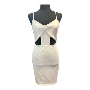 Symphony White Party Mini Dress with Cut-Out on stomach Sz Sm
